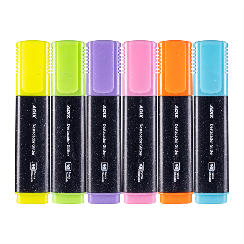 Destacador Glitter Pastel 6 Colores ADIX Surtido