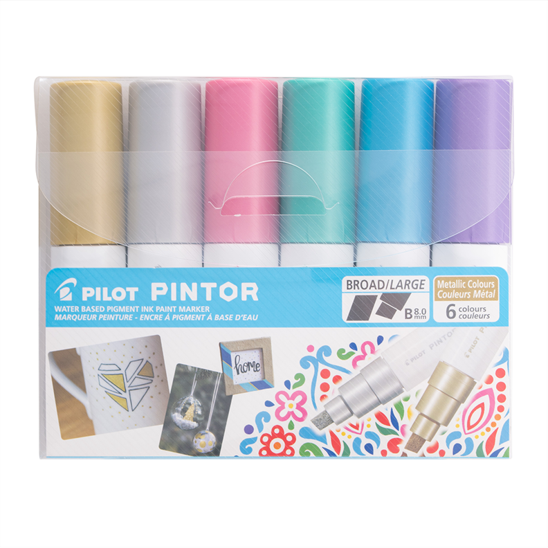 Pintor Set Metalizado Punta Biselada 6 un. Surtido