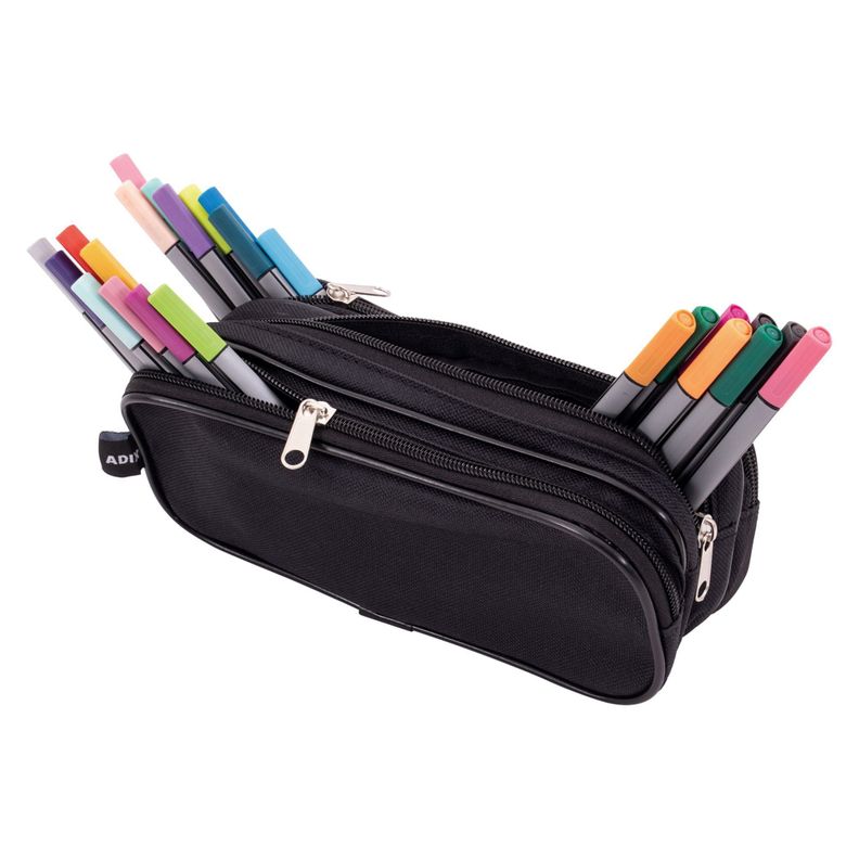 ESTUCHE ESCOLAR TRIPLE CIERRE NEGRO-0