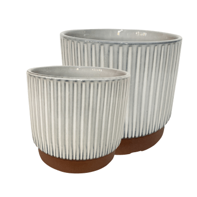 Set 2 Maceteros Enlozados Blancos 14x12 y 17x15 Blanco