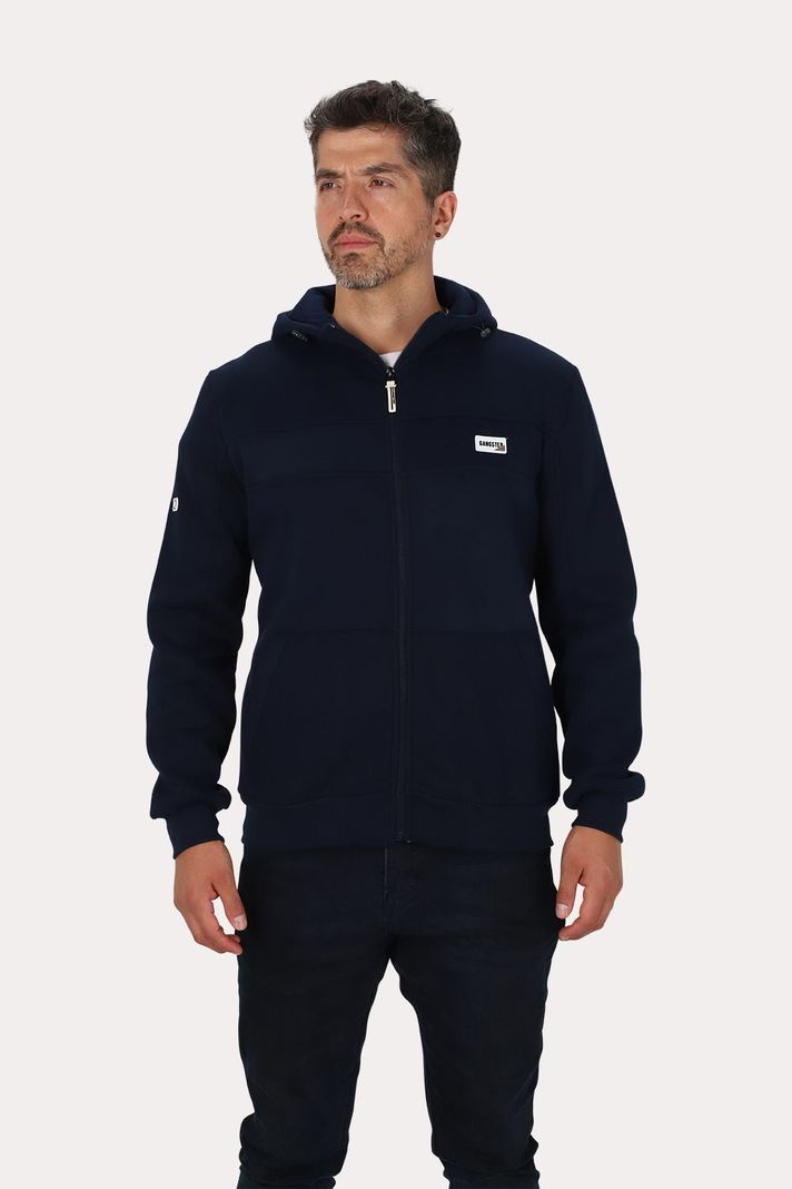 Poleron Full Zipper Fleece Streetline Azul Marino Gangster-0