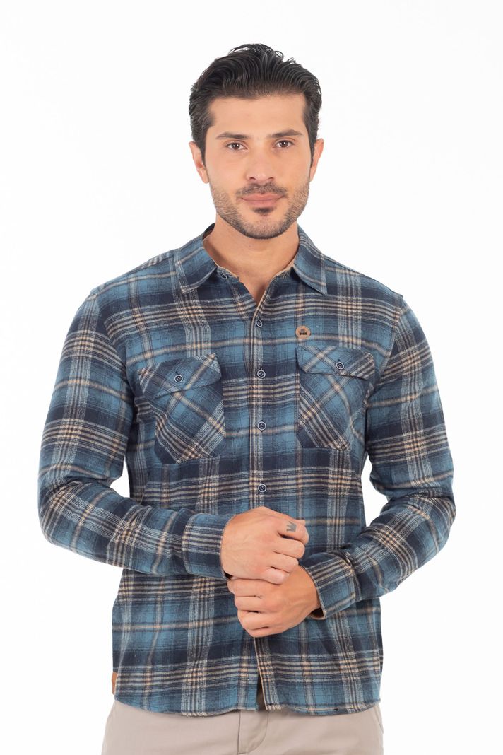 Camisa Ml Franela Northwood Azul Marino Gangster-0