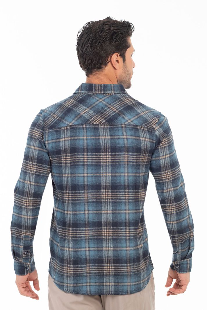 Camisa Ml Franela Northwood Azul Marino Gangster-1