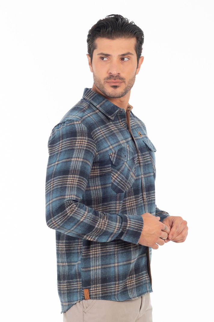 Camisa Ml Franela Northwood Azul Marino Gangster-4