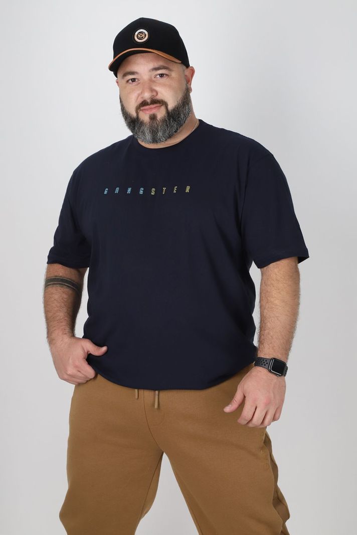 Plus Polera Mc Básica Intense Azul Gangster-0