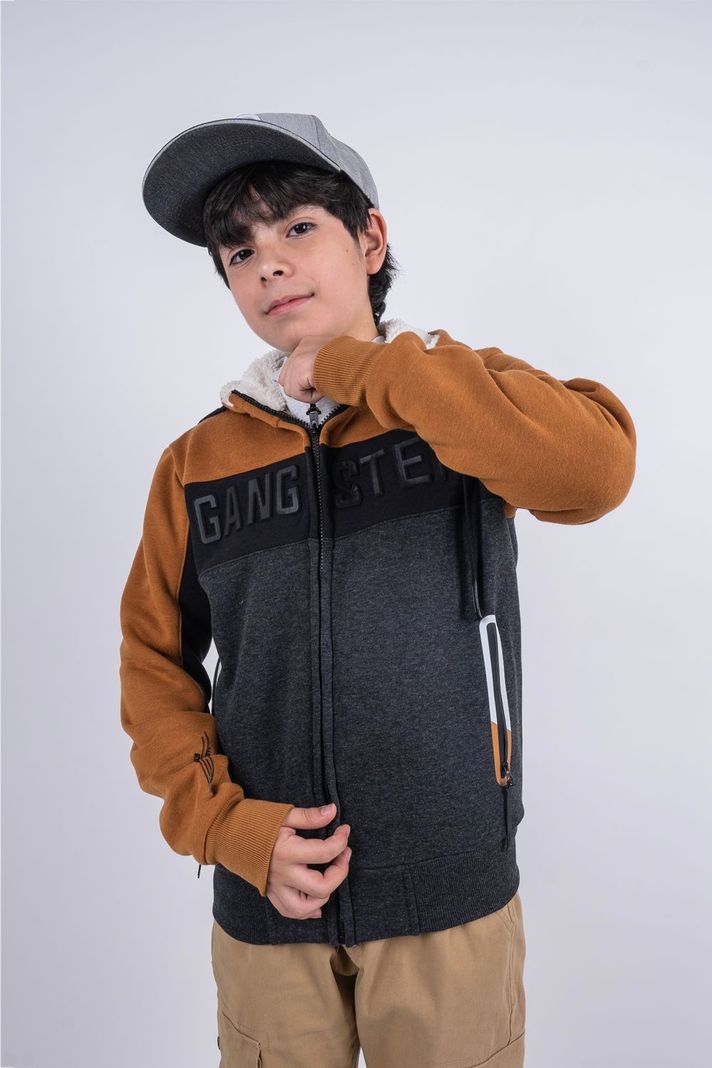 Teen Poleron Fullzipper Fleece Fun Negro Gangster