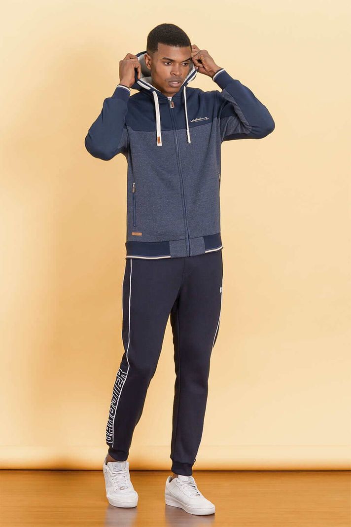 Polerón Full Zipper Fleece Cord Azul Gangster-2