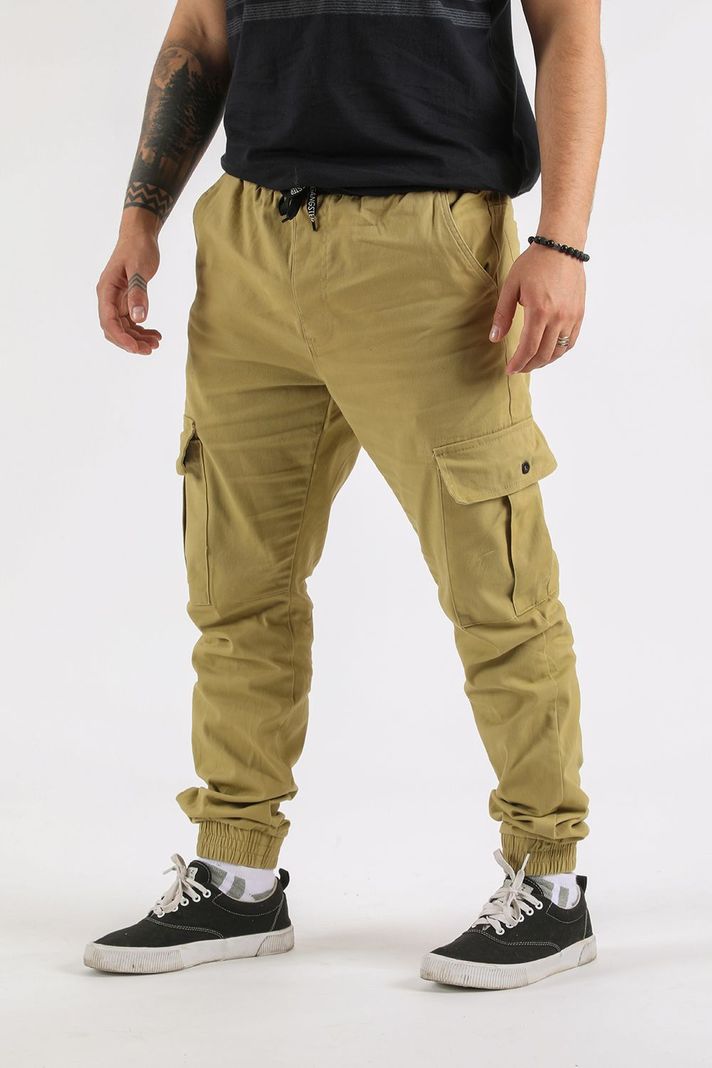 Pantalon Jogger Canvas Parachute Kaki Gangster-0