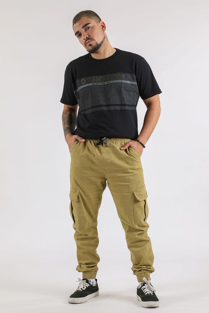 Pantalon Jogger Canvas Parachute Kaki Gangster-3
