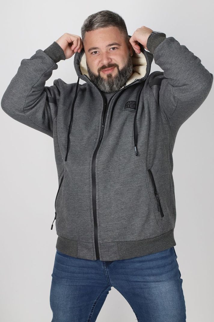 Plus Polerón Full Zipper Sherpa Eternal Gris Gangster-0