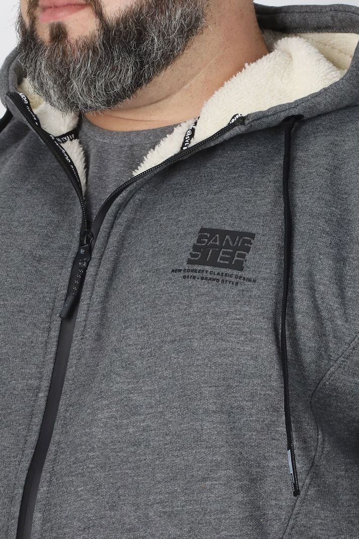Plus Polerón Full Zipper Sherpa Eternal Gris Gangster-2