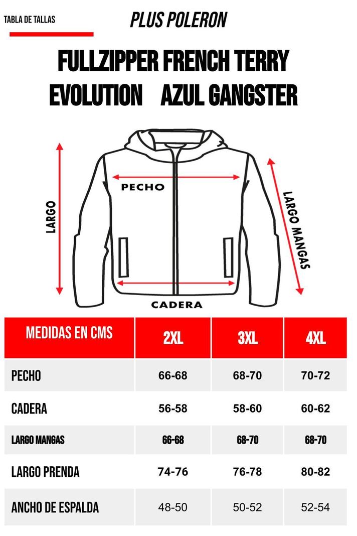 Plus Poleron Full Zipper Evolution Azul-4