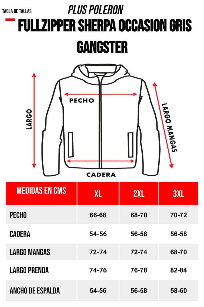 Plus Polerón Full Zipper Sherpa Tracker Gris Gangster-4