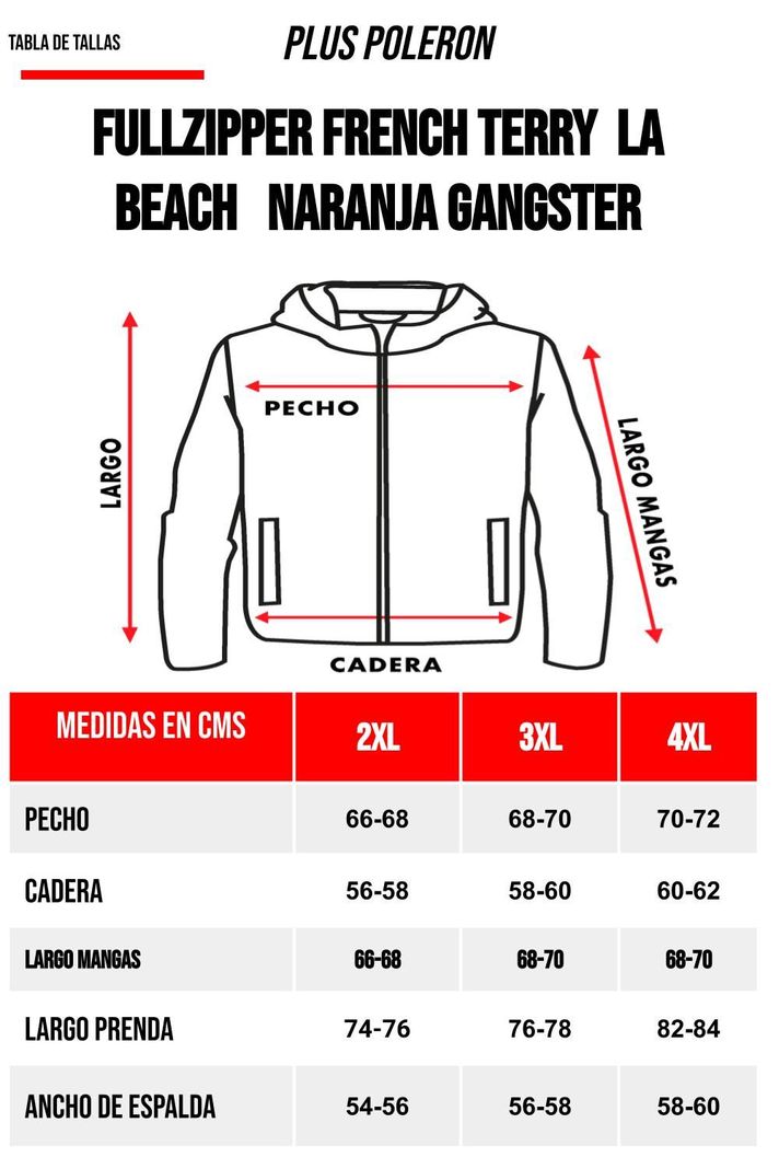 Plus Poleron Hoodie La Beach Naranjo Gangster-5
