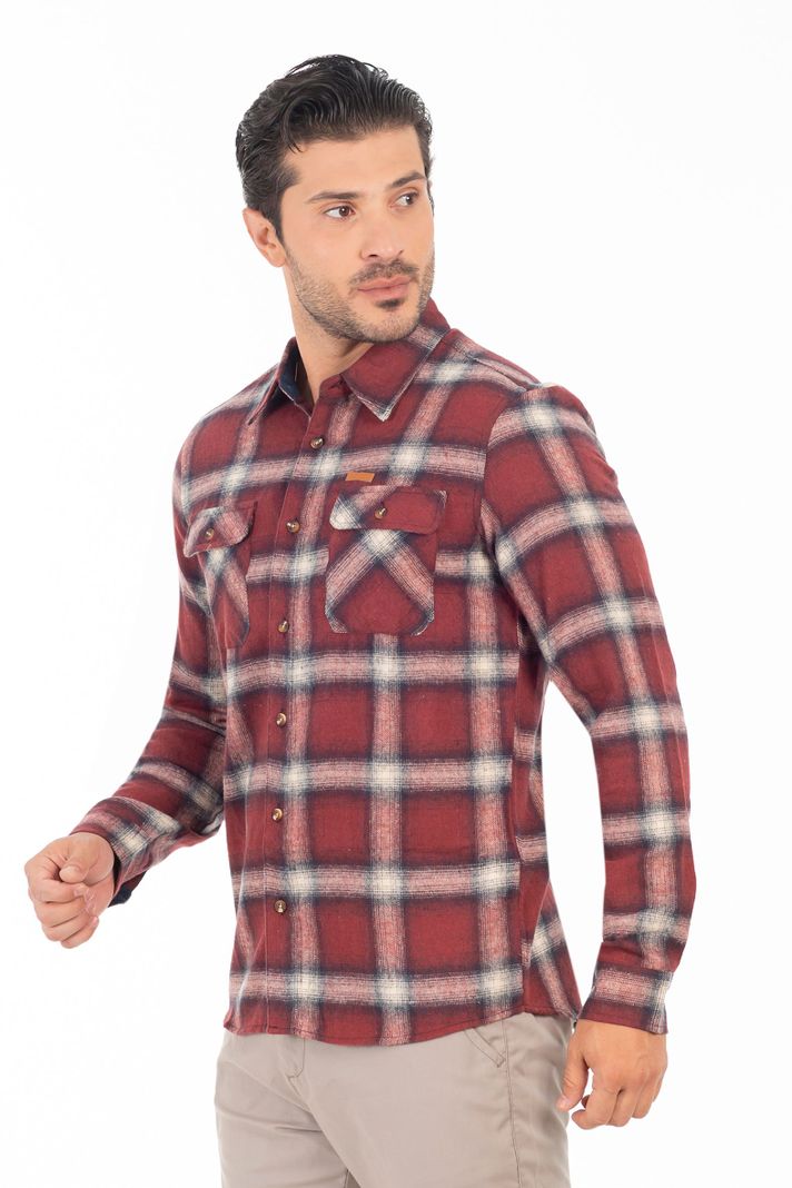 Camisa Ml Franela Redwood Rojo Gangster-3