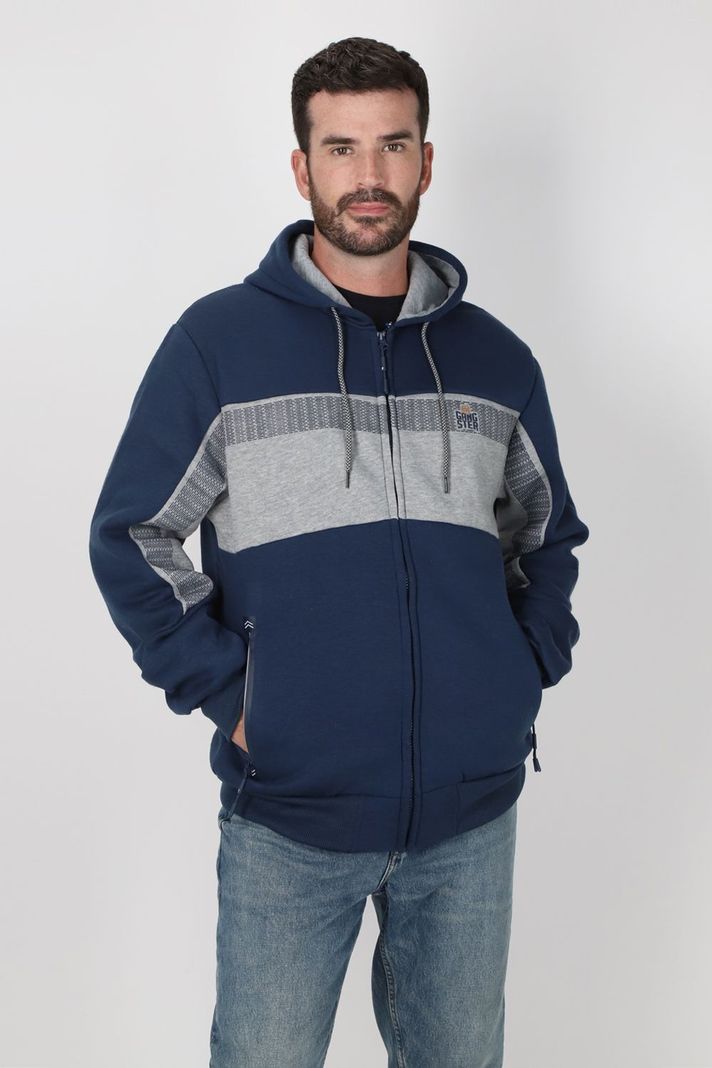 Poleron Full Zipper Buggie Azul Marino Gangster-0