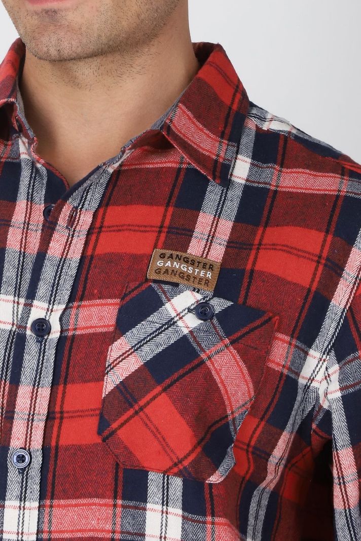 Camisa Franela  ML Fireside Rojo Gangster-2
