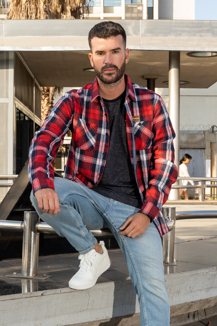 Camisa Franela  ML Fireside Rojo Gangster-4
