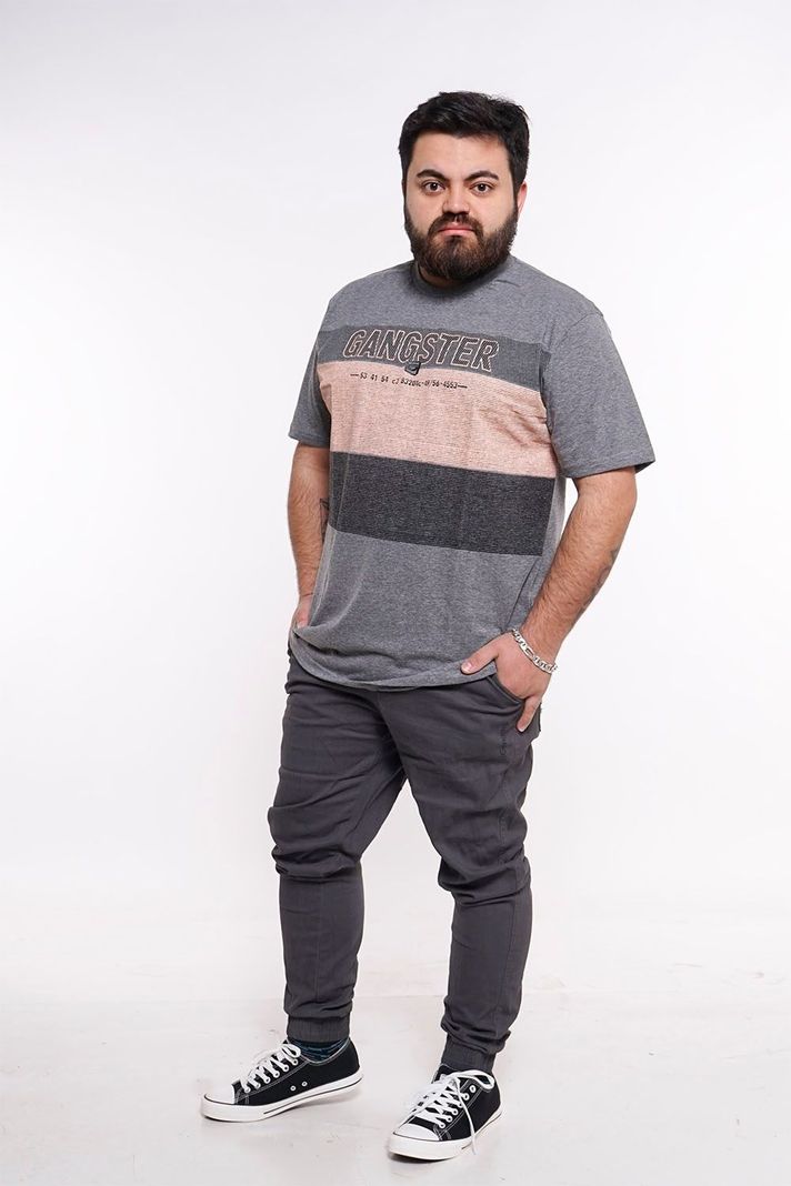 Plus Polera Mc Básica Intrigue Gris Gangster-3