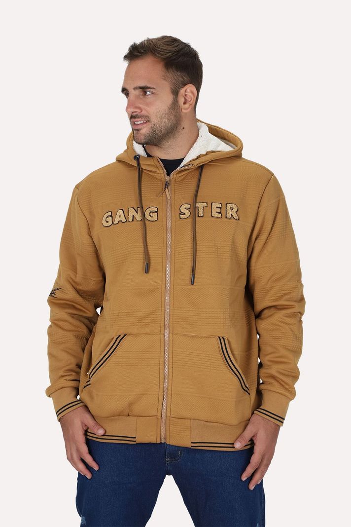 Plus Poleron Full Zipper Jacquard Sherpa Solaris Naranjo Gangster-0