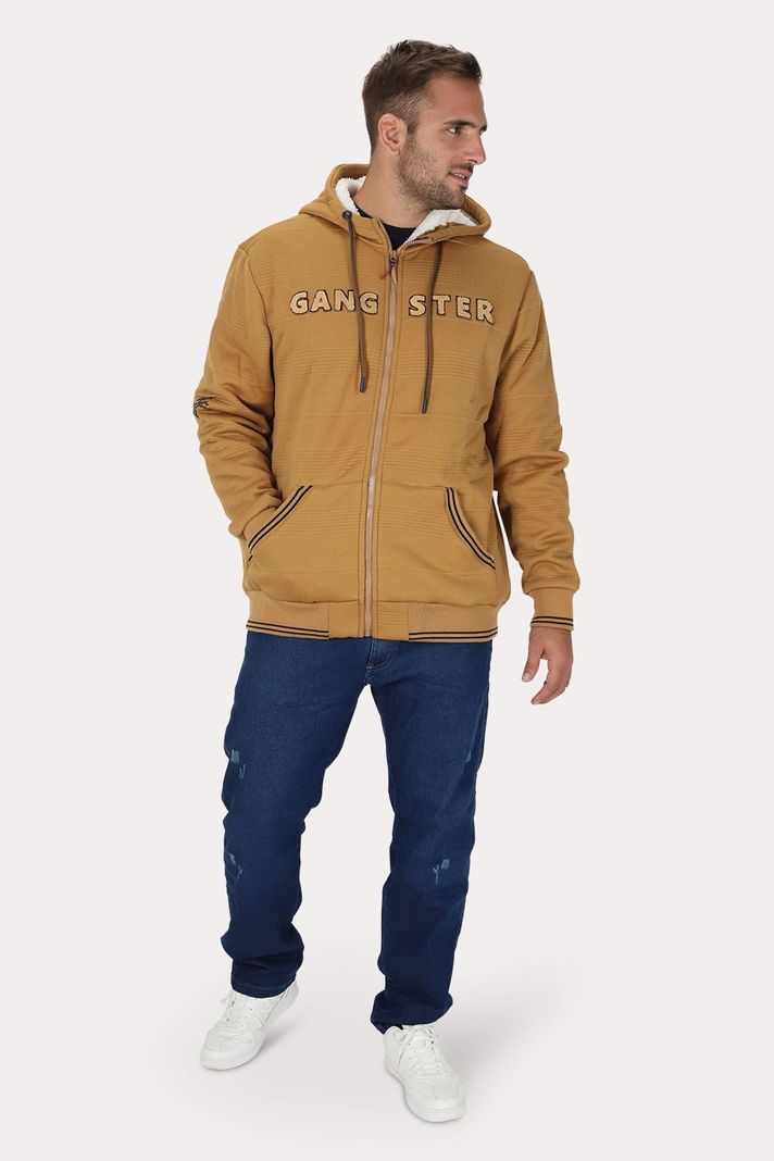 Plus Poleron Full Zipper Jacquard Sherpa Solaris Naranjo Gangster-3
