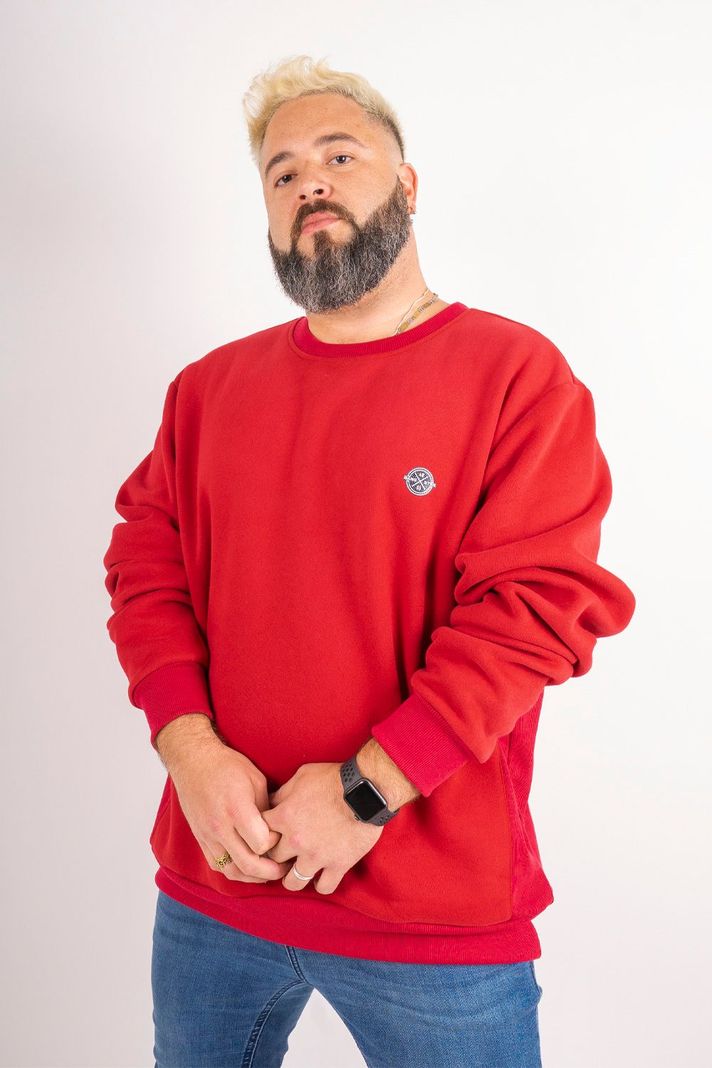 Polerón Crew Fleece Crucial Rojo Gangster-1