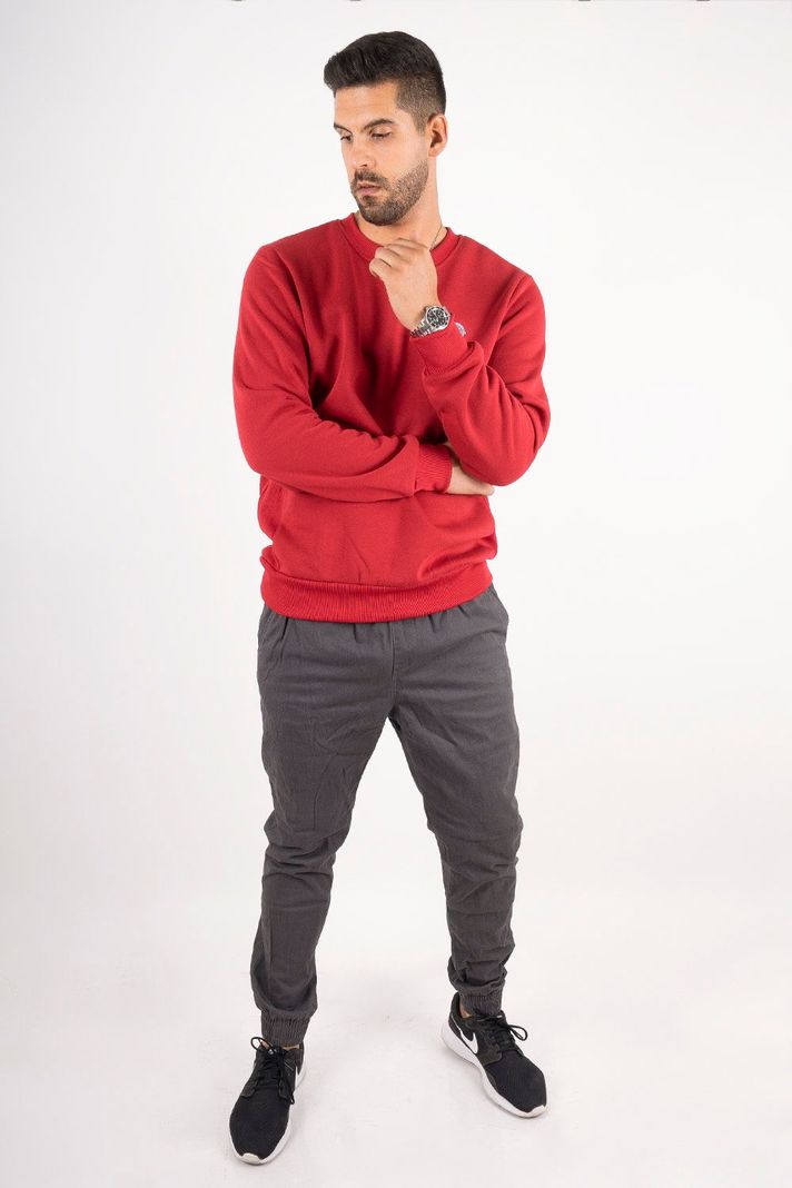 Polerón Crew Fleece Crucial Rojo Gangster-5