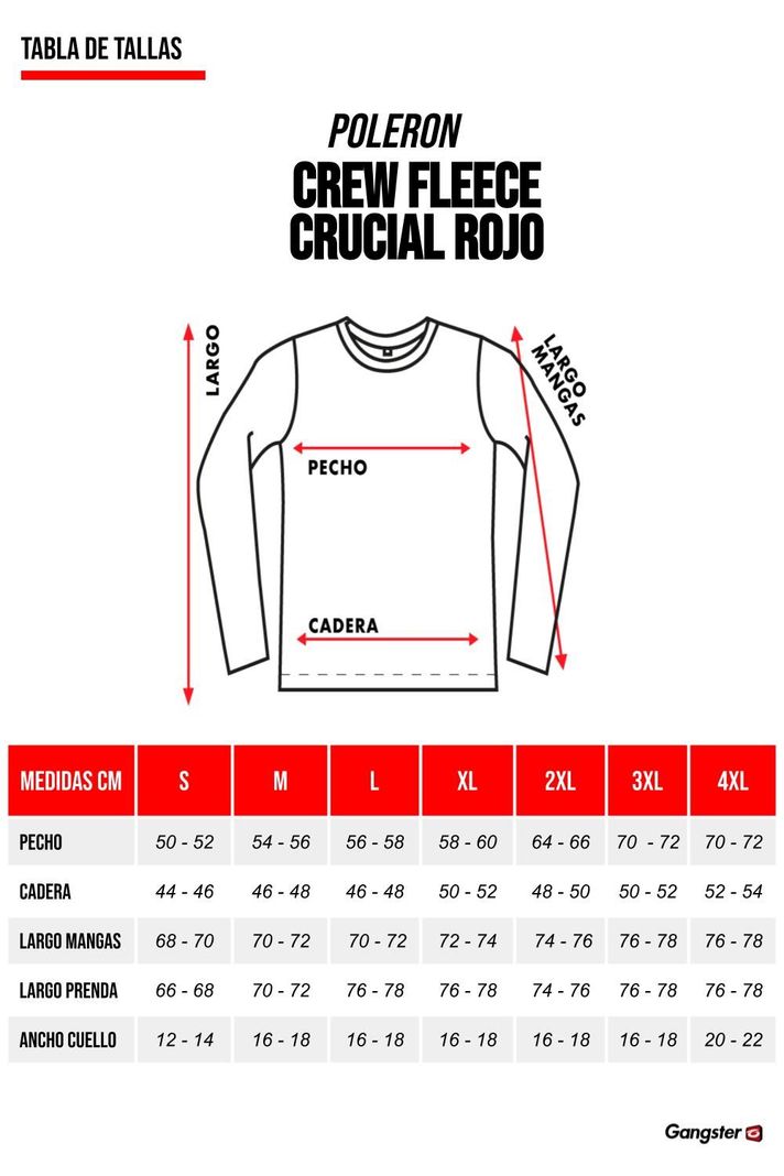 Polerón Crew Fleece Crucial Rojo Gangster-6