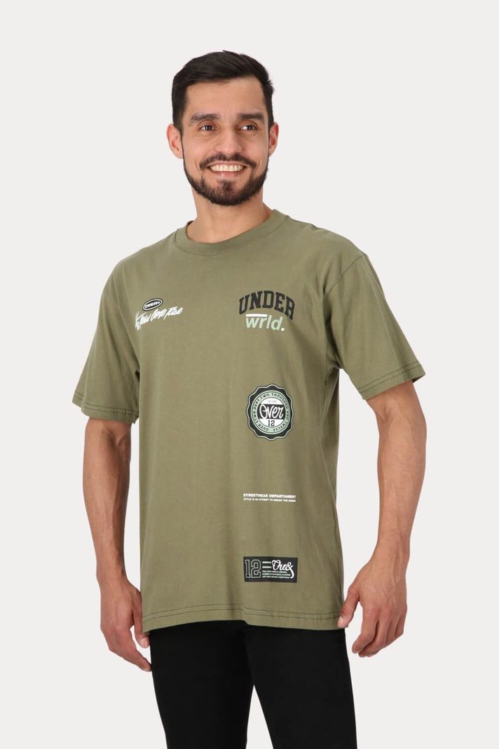 Polera Mc Básica Loose Fit 2  Verde Overcore-0