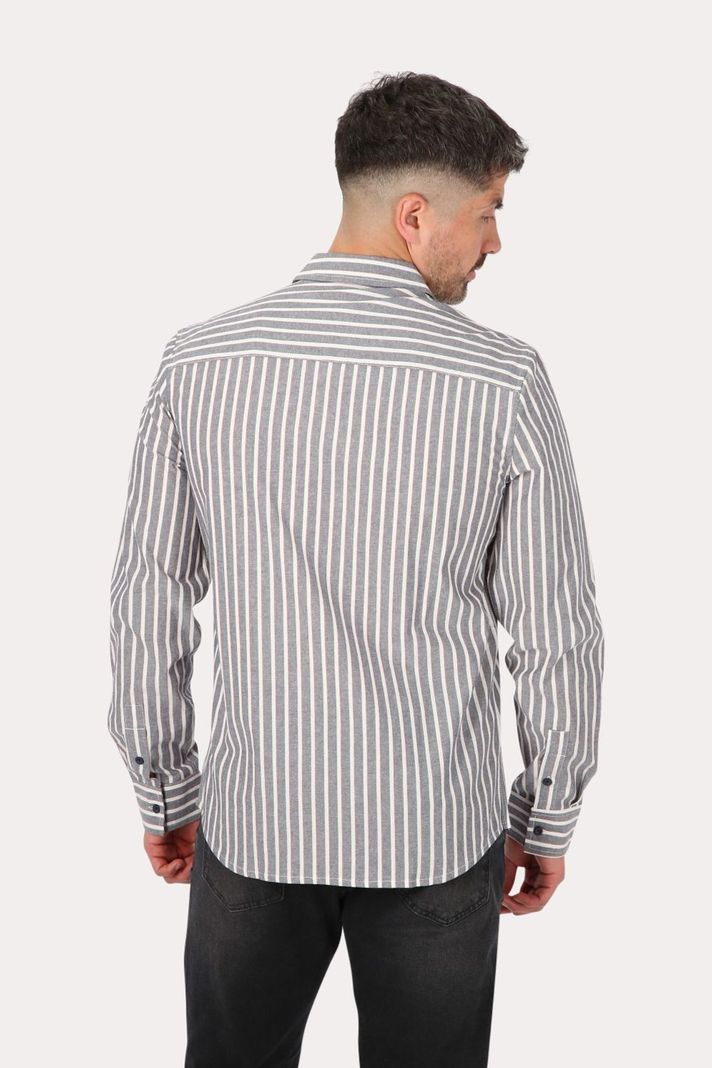 Camisa ML Fake Linho Buriti Azul Gangster-1