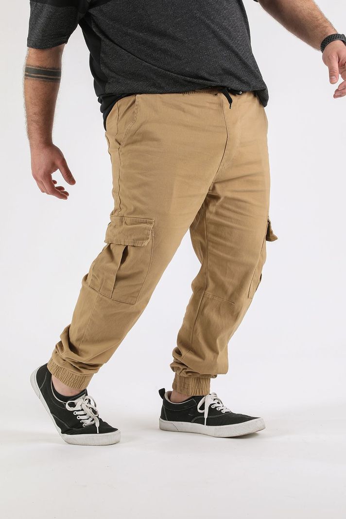 Plus Pantalon Jogger Canvas Parachute Café Gangster-0
