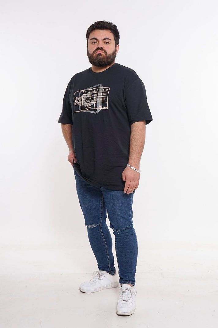 Plus Polera Mc Básica Caut Negro Gangster-3