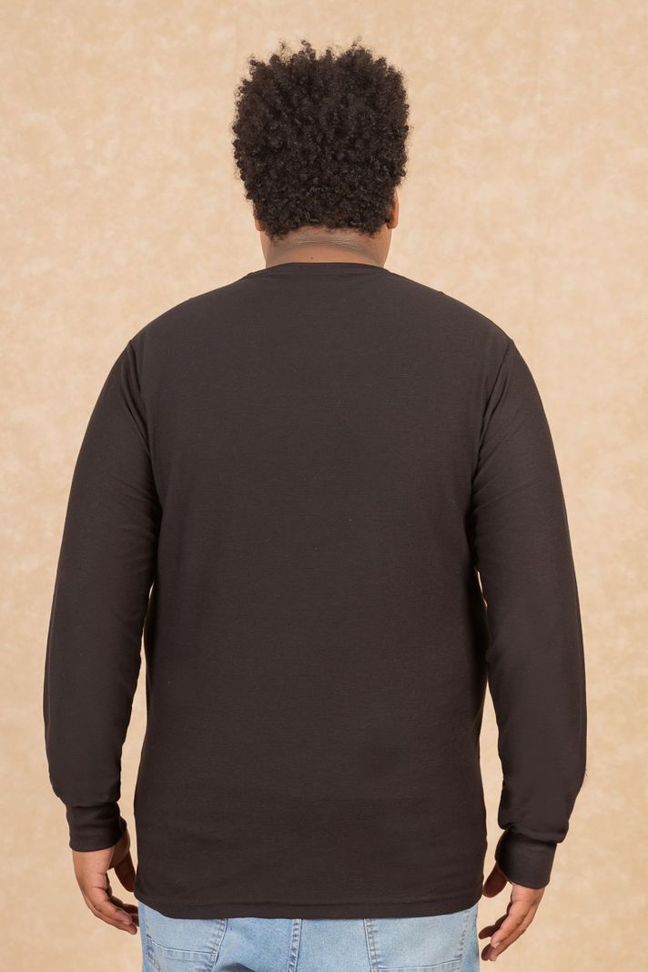 Plus Polera Ml Basica Rib Negro Gangster-1