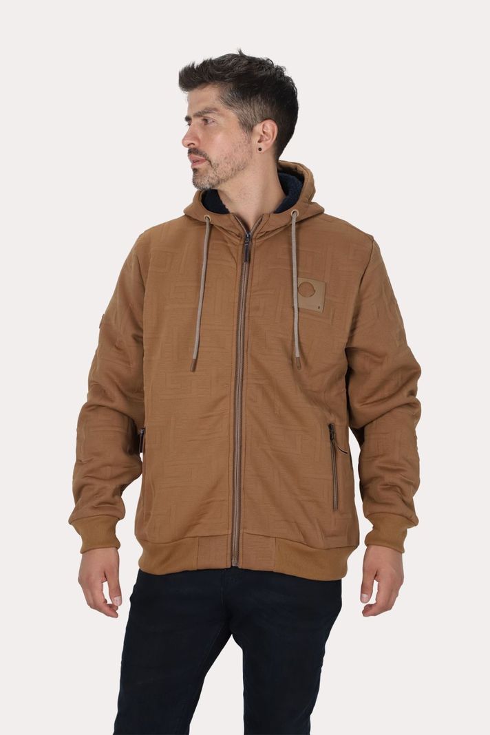 Poleron Full Zipper Jacquard Sherpa Astro Cafe Gangster-0
