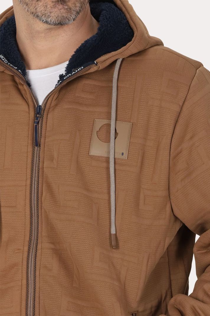 Poleron Full Zipper Jacquard Sherpa Astro Cafe Gangster-2