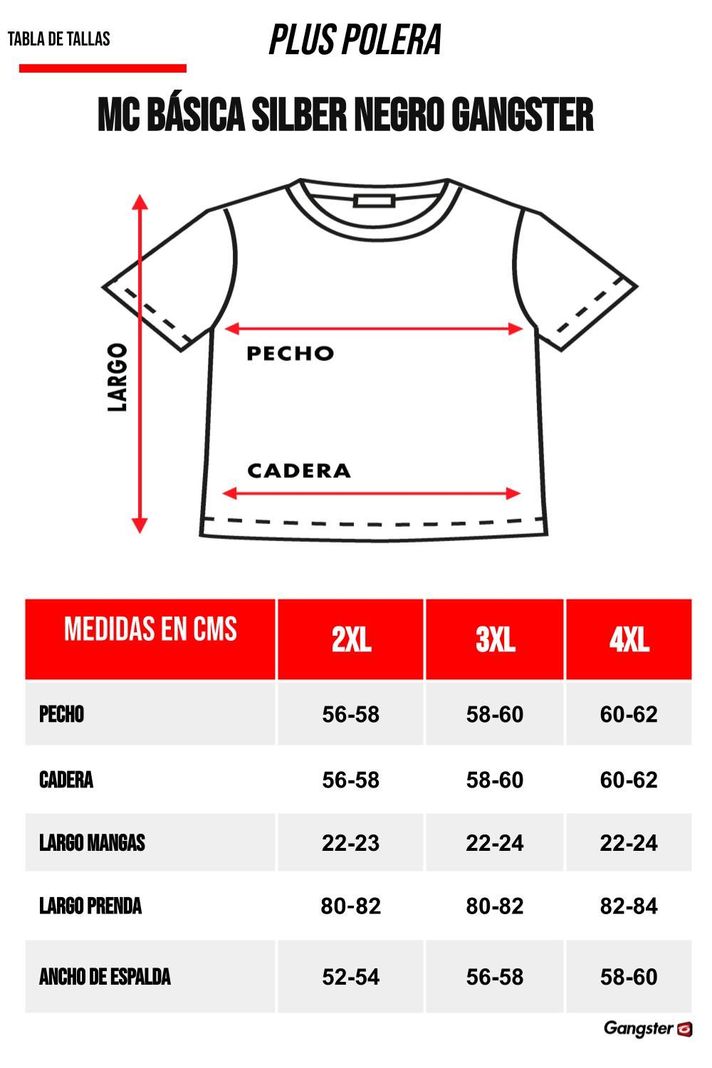 Plus Polera Mc Básica Silber Negro Gangster-3