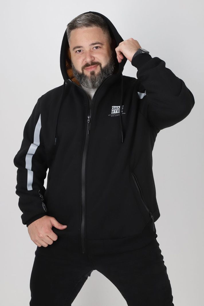 Plus Polerón Full Zipper Sherpa Eternal Negro Gangster-0