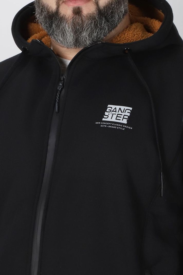 Plus Polerón Full Zipper Sherpa Eternal Negro Gangster-2