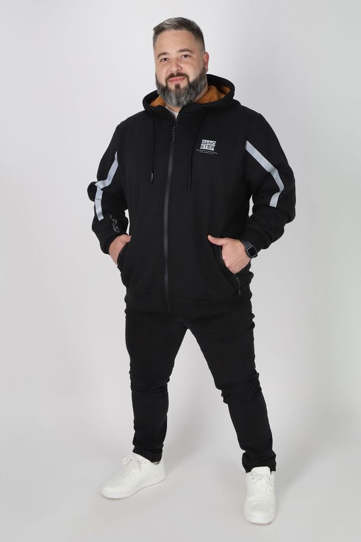 Plus Polerón Full Zipper Sherpa Eternal Negro Gangster-3