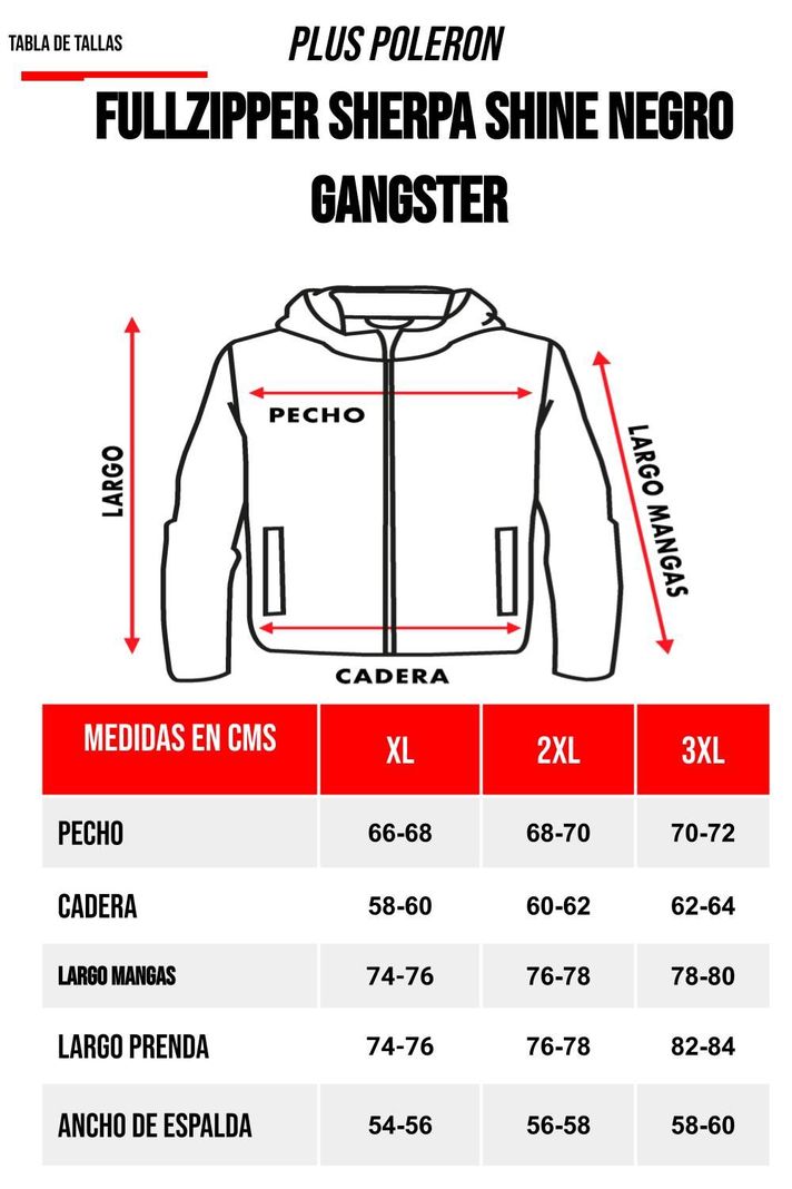 Plus Polerón Full Zipper Sherpa Eternal Negro Gangster-4