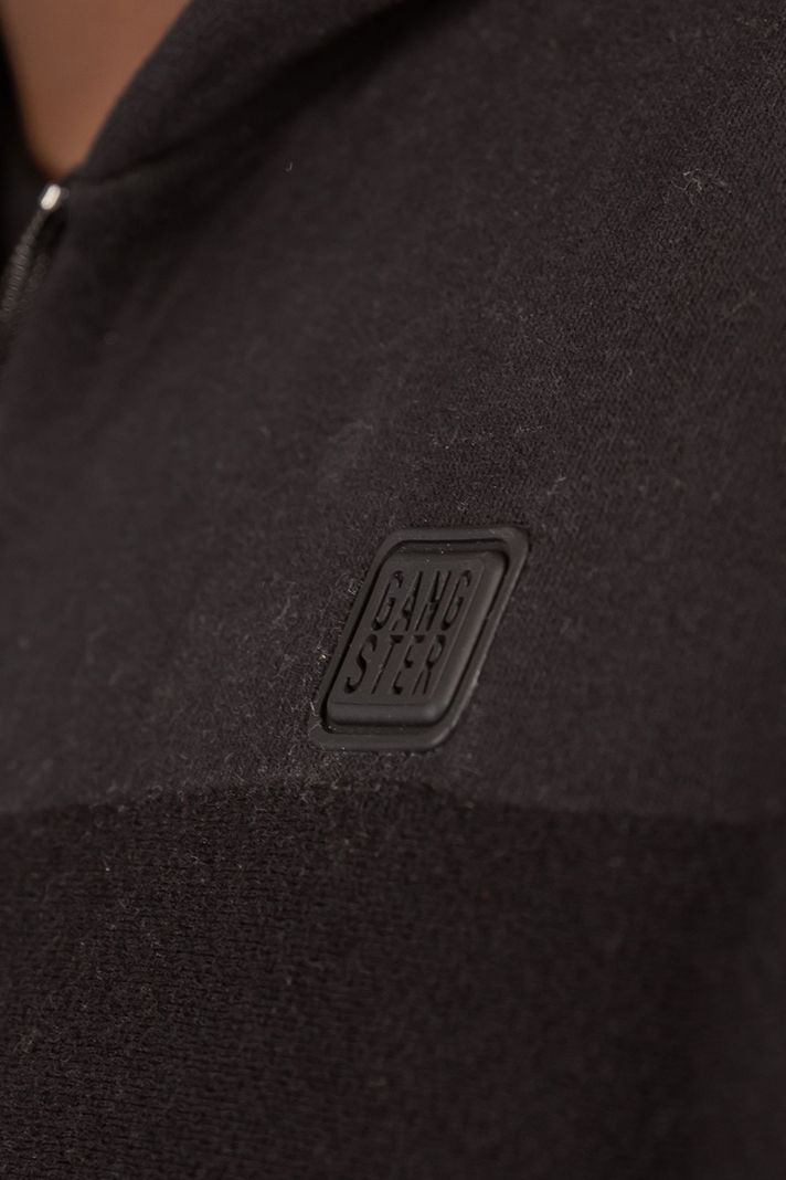 Plus Poleron Full Zipper Fleece Grain Negro Gangster-2