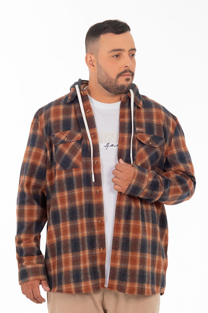 Plus Camisa Ml Franela Grizzly Cafe Gangster-0