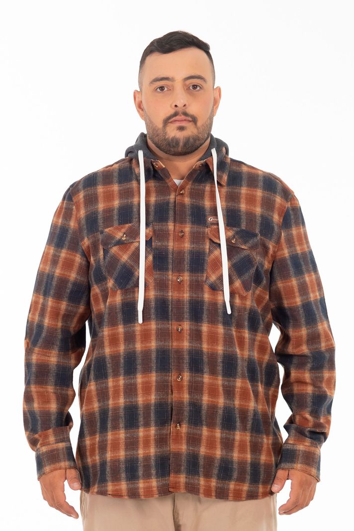 Plus Camisa Ml Franela Grizzly Cafe Gangster-2