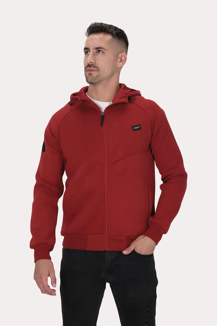Poleron Full Zipper Fleece Route Rojo Gangster-0