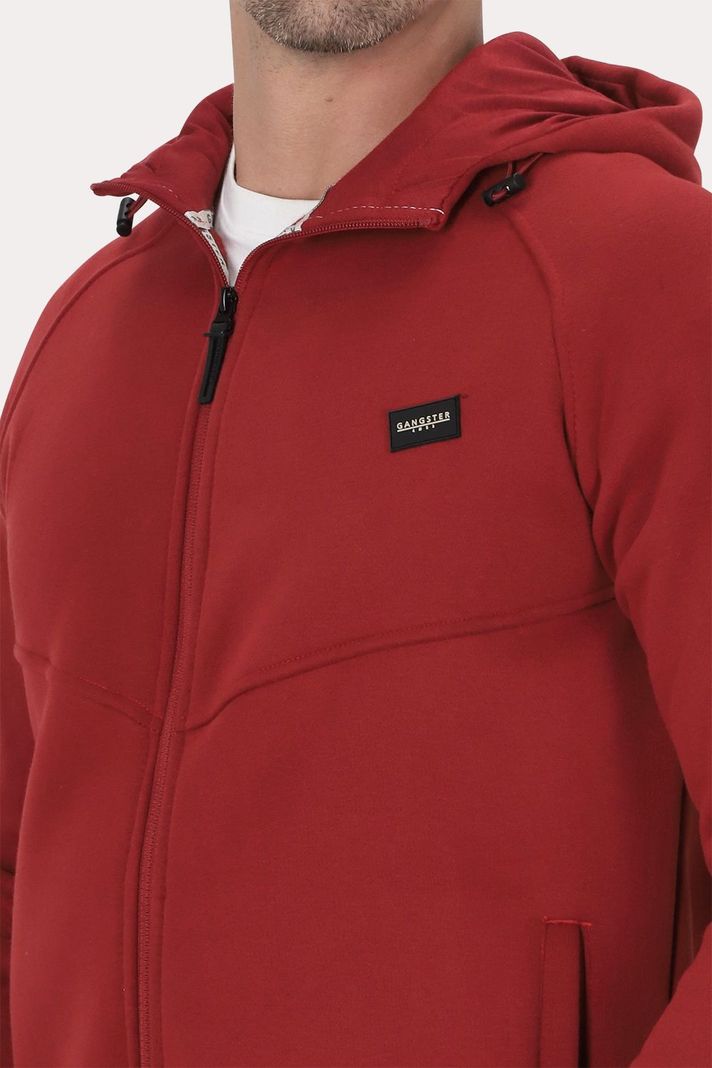 Poleron Full Zipper Fleece Route Rojo Gangster-2