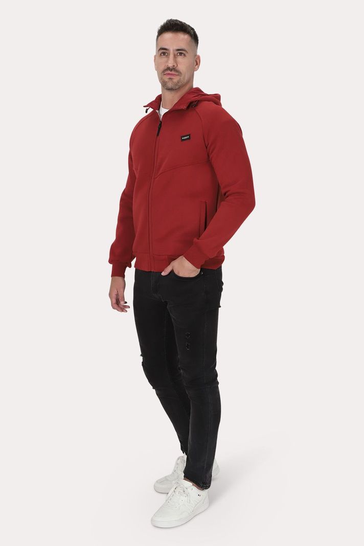 Poleron Full Zipper Fleece Route Rojo Gangster-3