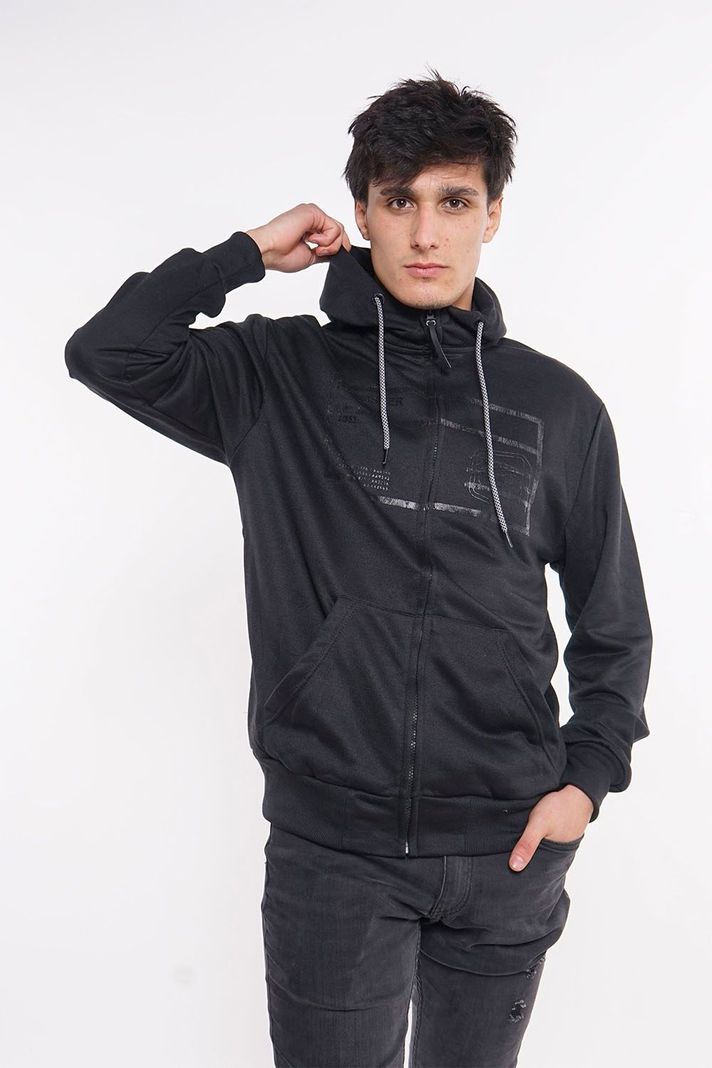 Poleron Full Zipper Sili Negro Gangster-0