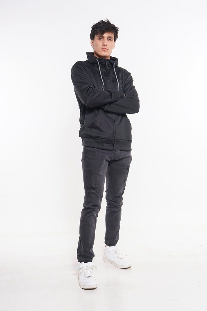 Poleron Full Zipper Sili Negro Gangster-3
