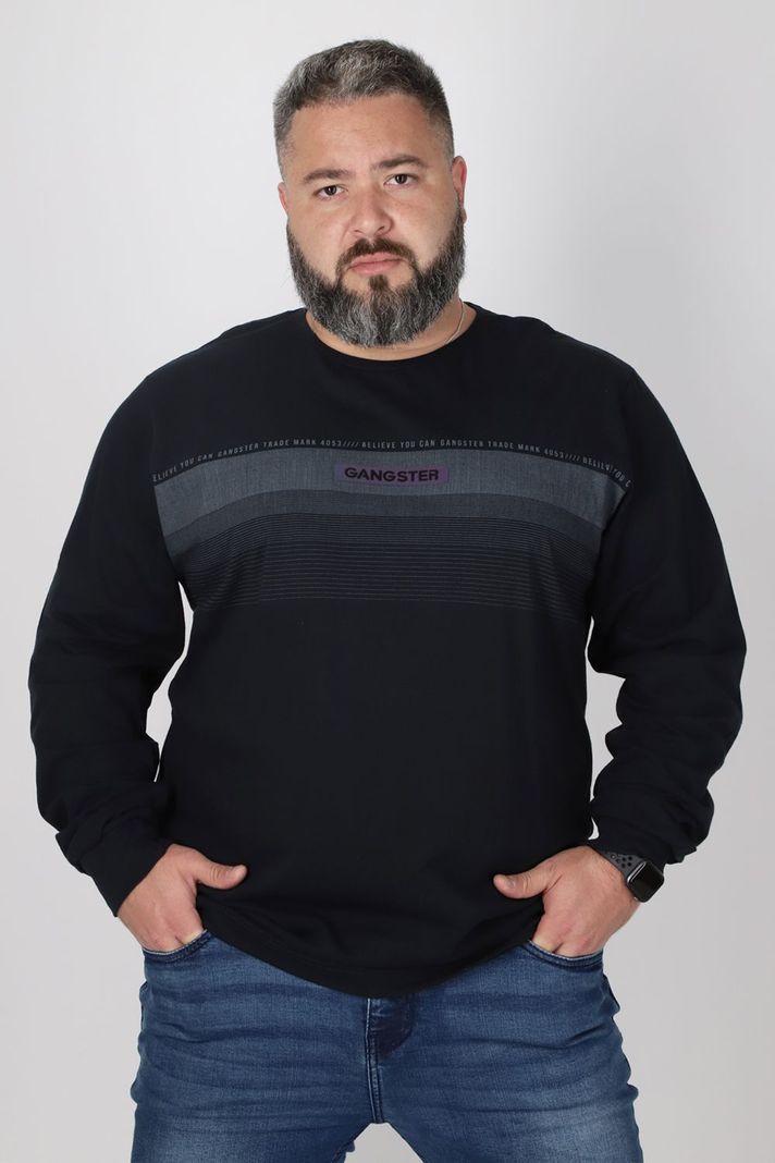 Plus Polera Manga Larga Link Negro Gangster-0