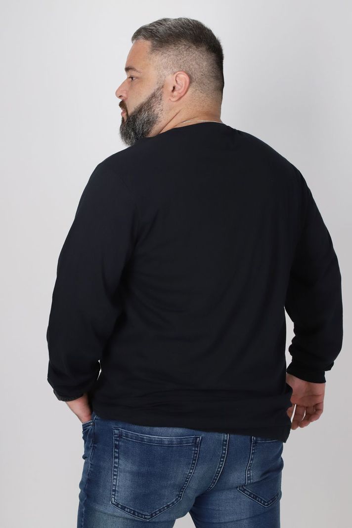 Plus Polera Manga Larga Link Negro Gangster-1